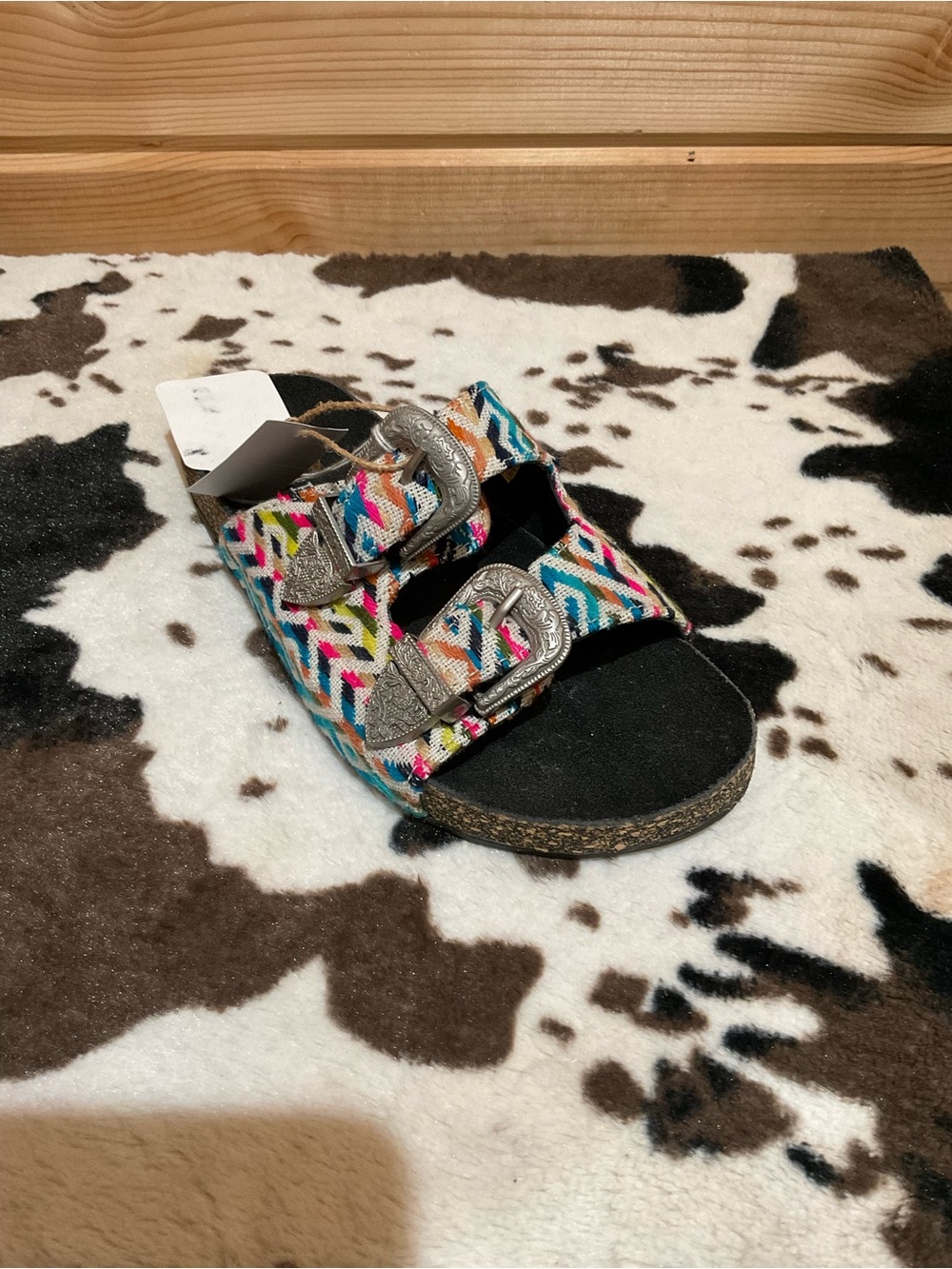 Roper Multicolor Woven Double-Buckle Slide Sandal